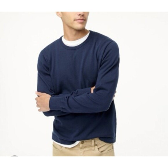 J CREW Men’s Cotton Knit Crewneck Sweater Sz Large Navy Blue Preppy Classic NWT - Picture 1 of 8